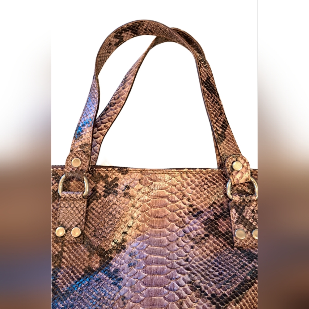 Cavalcanti Leather Python Print Bag - image 6